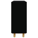 Sideboard Black 60x30x70 cm Solid Wood Pine and Natural Rattan