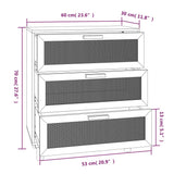 Sideboard Black 60x30x70 cm Solid Wood Pine and Natural Rattan - Extra Image