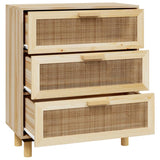 Sideboard Brown 60x30x70 cm Solid Wood Pine and Natural Rattan - Top-Down View