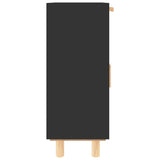 Sideboard Black 60x30x75 cm Solid Wood Pine and Natural Rattan