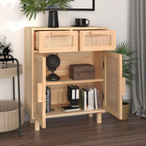 Sideboard Brown 60x30x75 cm Solid Wood Pine and Natural Rattan - Side View