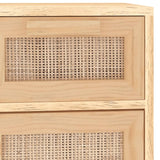 Sideboard Brown 60x30x75 cm Solid Wood Pine and Natural Rattan - Close-Up Angle