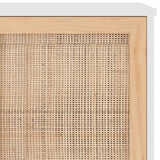 Sideboard White 105x30x60 cm Solid Wood Pine and Natural Rattan