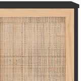 Sideboard Black 105x30x60 cm Solid Wood Pine and Natural Rattan
