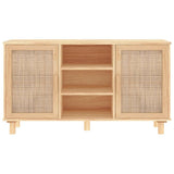 Sideboard Brown 105x30x60 cm Solid Wood Pine and Natural Rattan