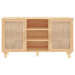 Sideboard Brown 105x30x60 cm Solid Wood Pine and Natural Rattan