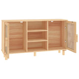 Sideboard Brown 105x30x60 cm Solid Wood Pine and Natural Rattan