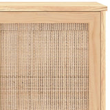 Sideboard Brown 105x30x60 cm Solid Wood Pine and Natural Rattan - Close-Up Angle