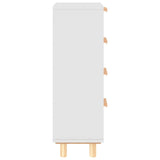 Sideboard White 40x30x90 cm Solid Wood Pine and Natural Rattan - Rear View