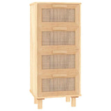 Sideboard Brown 40x30x90 cm Solid Wood Pine and Natural Rattan