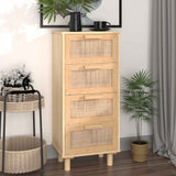 Sideboard Brown 40x30x90 cm Solid Wood Pine and Natural Rattan