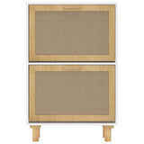 Shoe Cabinet White 52x25x80 cm Engineered Wood and Natural Rattan