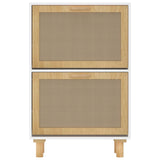 Shoe Cabinet White 52x25x80 cm Engineered Wood and Natural Rattan - 45-Degree Angle