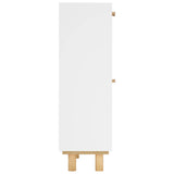Shoe Cabinet White 52x25x80 cm Engineered Wood and Natural Rattan - Rear View