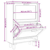 Shoe Cabinet White 52x25x80 cm Engineered Wood and Natural Rattan - Close-Up Angle