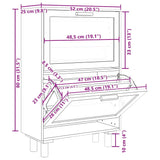 Shoe Cabinet Black 52x25x80 cm Engineered Wood and Natural Rattan - Close-Up Angle
