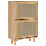 Shoe Cabinet Brown 52x25x80 cm Engineered Wood and Natural Rattan - Top-Down View