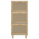 Shoe Cabinet White 52x25x115 cm Engineered Wood and Natural Rattan