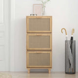Shoe Cabinet Brown 52x25x115 cm Engineered Wood and Natural Rattan - Side View