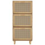 Shoe Cabinet Brown 52x25x115 cm Engineered Wood and Natural Rattan