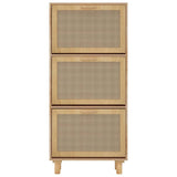 Shoe Cabinet Brown 52x25x115 cm Engineered Wood and Natural Rattan - 45-Degree Angle