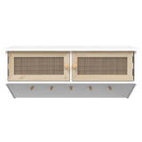 Wall-mounted Coat Rack White Engineered Wood and Natural Rattan - 45-Degree Angle