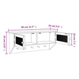 Wall-mounted Coat Rack Black Engineered Wood and Natural Rattan