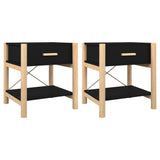 Bedside Tables 2pcs Black 42x38x45 cm Engineered Wood - Front View