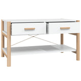 Coffee Table White 82x48x45 cm Engineered Wood - Close-Up Angle