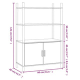 Highboard Black 80x40x121 cm Engineered Wood - Rear View
