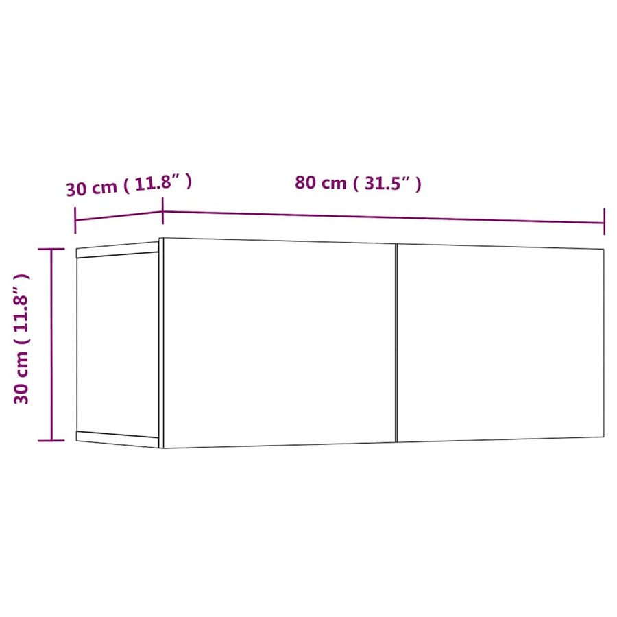 TV Cabinets 4 pcs High Gloss White 80x30x30 cm Engineered Wood