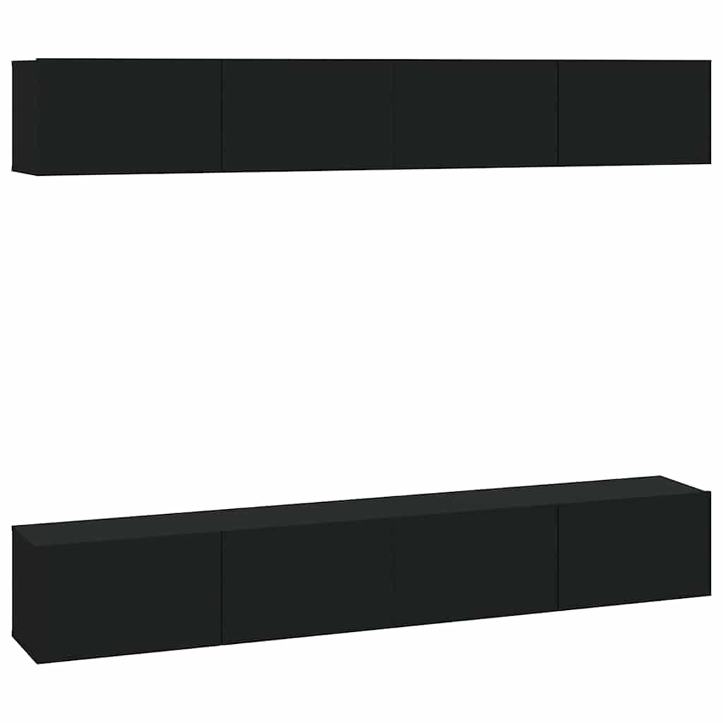 4 Piece Wall-mounted TV Cabinet Set Black 100x30x30 cm