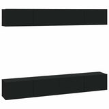 4 Piece Wall-mounted TV Cabinet Set Black 100x30x30 cm - Front View