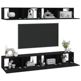 4 Piece Wall-mounted TV Cabinet Set Black 100x30x30 cm
