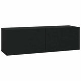 4 Piece Wall-mounted TV Cabinet Set Black 100x30x30 cm