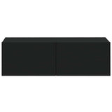 4 Piece Wall-mounted TV Cabinet Set Black 100x30x30 cm - 45-Degree Angle