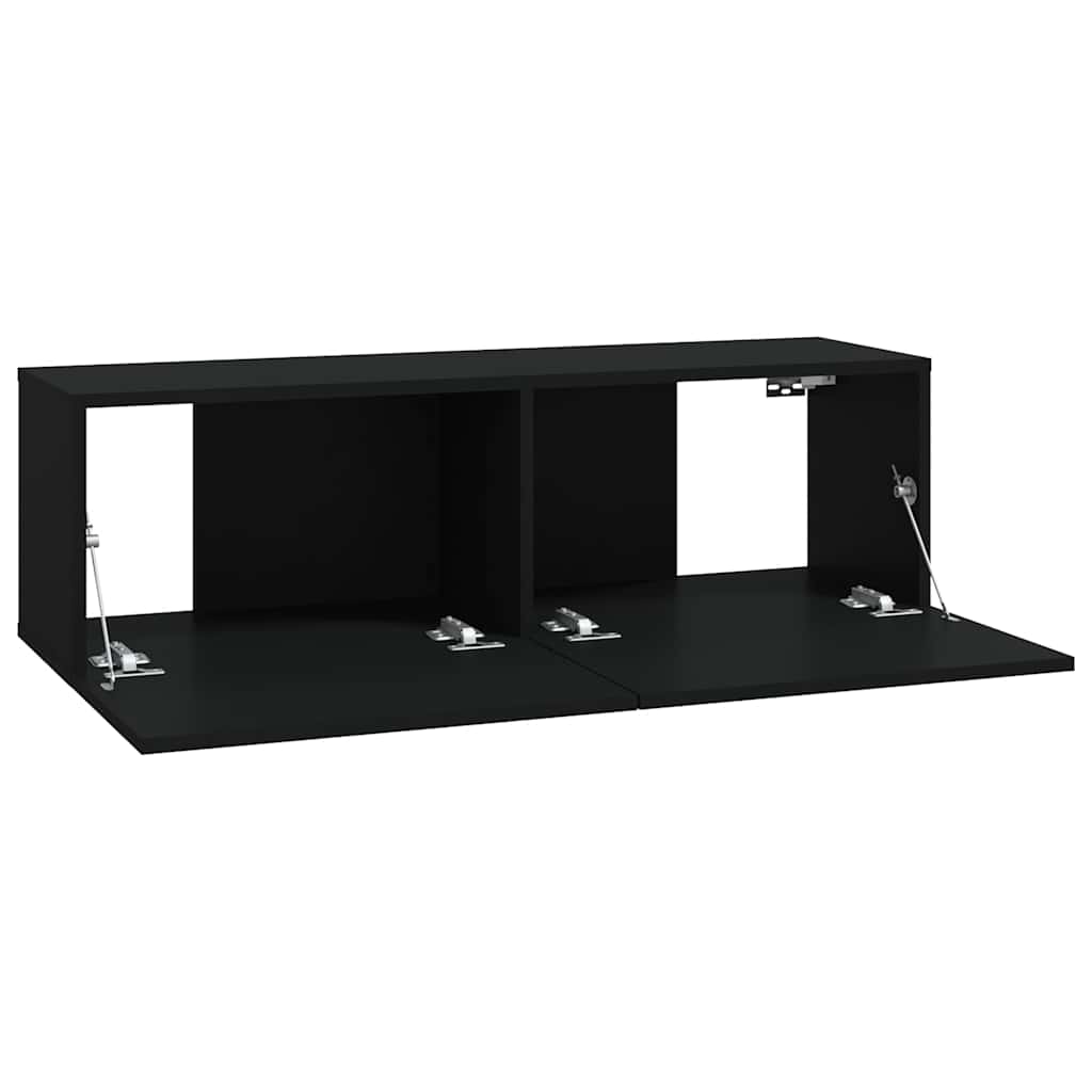 4 Piece Wall-mounted TV Cabinet Set Black 100x30x30 cm