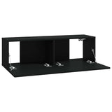 4 Piece Wall-mounted TV Cabinet Set Black 100x30x30 cm
