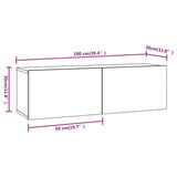 4 Piece Wall-mounted TV Cabinet Set Black 100x30x30 cm