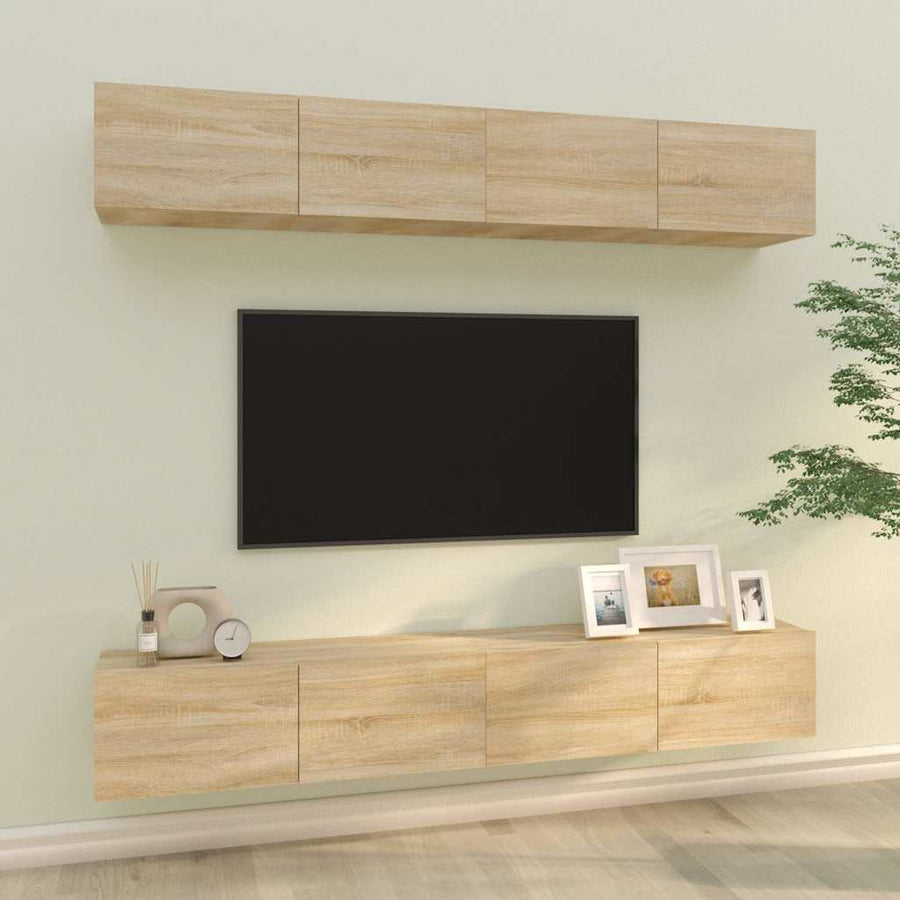 Wall TV Cabinets 4 pcs Sonoma Oak 100x30x30 cm