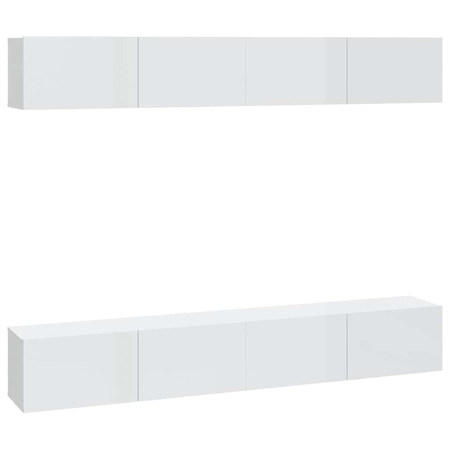 Wall TV Cabinets 4 pcs High Gloss White 100x30x30 cm