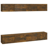 Wall TV Cabinets 4 pcs Smoked Oak 100x30x30 cm - Front View