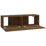 Wall TV Cabinets 4 pcs Smoked Oak 100x30x30 cm - Close-Up Angle
