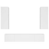 4 Piece TV Cabinet Set White Engineered Wood
