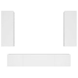 4 Piece TV Cabinet Set White Engineered Wood - Front View