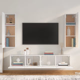4 Piece TV Cabinet Set White Engineered Wood - Side View