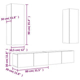 4 Piece TV Cabinet Set White Engineered Wood - Extra Image