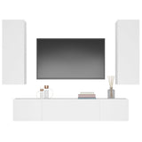 4 Piece TV Cabinet Set White Engineered Wood - Top-Down View