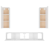 4 Piece TV Cabinet Set White Engineered Wood - Rear View