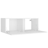 4 Piece TV Cabinet Set White Engineered Wood - Low Angle
